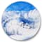 Designart - Winter Mountain Landscape With Wooden House - Traditional Metal Circle Wall Art